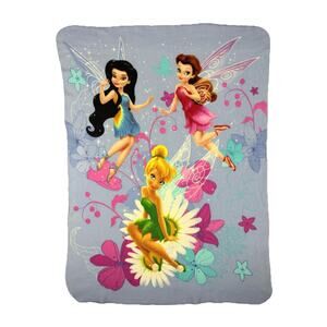 Vtg Disney Fairies Tinkerbell Throw Girls Blanket Silvermist Rosetta Y2K 34x27
